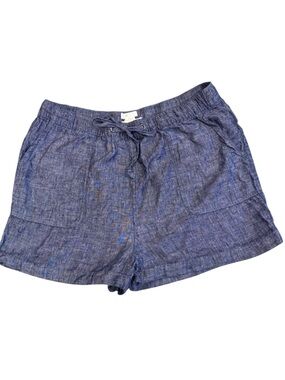 C&C California Blue Linen High Waist Drawstring Shorts Elastic Waist XL